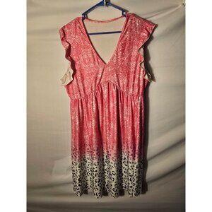 Pink Animal Print Sexy Dress Vneck Flattering Womens Size 1X 18W Aline boho